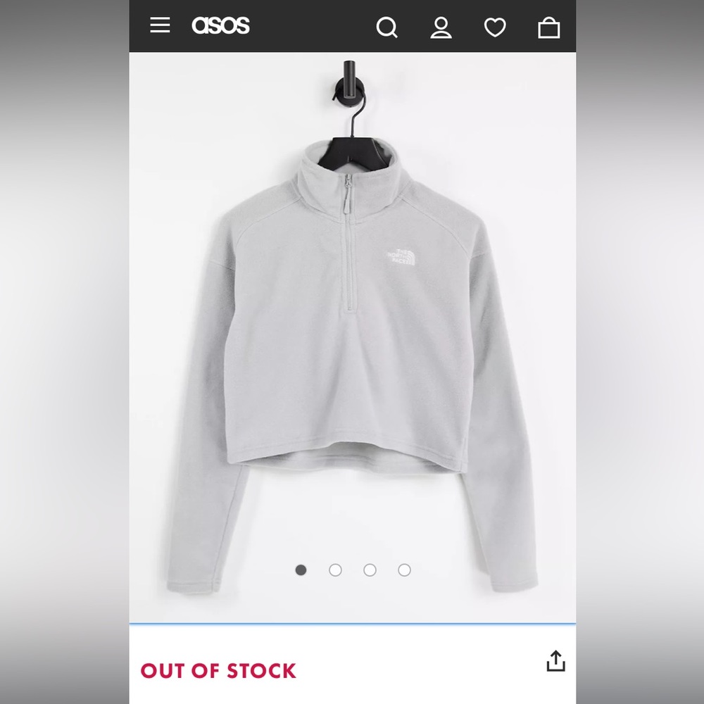 The North Face 100 Glacier 1/4 zip cropped fleece in gray Medium - Picture 7 of 16